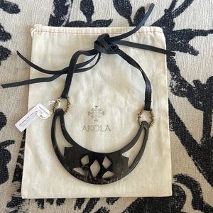 AKOLA Horn Cut-Out Bib Necklace NWT